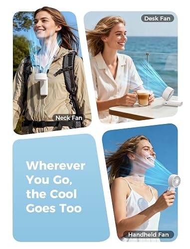 Aecooly Mighty Portable Handheld Fan | 20H Max Cooling Time | 3 Flexible Modes | 5 Speeds Wind | Battery Level Display | USB Rechargeable Mini Personal Battery Powered, Gifts for Women, Travel -White thumbnail 5