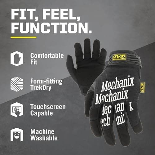 Mechanix Wear Original Work Gloves - Multi-Purpose Outdoor Work Gloves - Secure Fit - Durable & Machine Washable - Breathable & Comfortable - X-Large - Black thumbnail 3