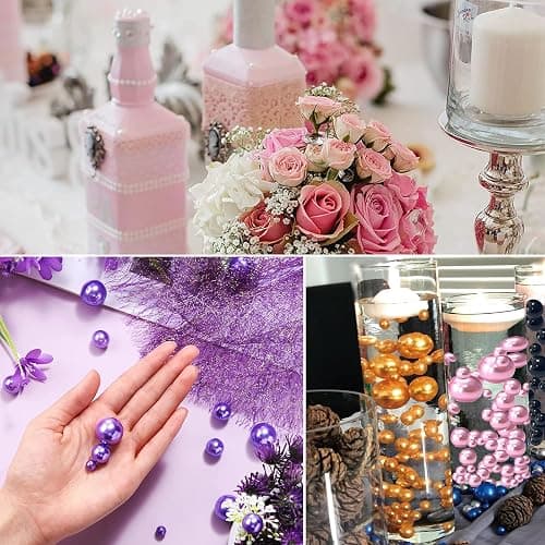 100PCS Mixed Color Floating Beads Pearl for Vase Filler No Hole | Fake Pearl Beads for Floating Candles Vases Wedding Table Birthday Theme Party Home Decor Makeup Brush Beads 20/14/10mm thumbnail 3