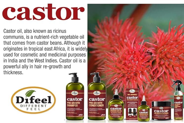 Difeel Pro-Growth Hair Care Set with Castor Oil - 3-PC Style: Shampoo & Conditioner 12oz EACH, & Hair Oil 8oz thumbnail 9