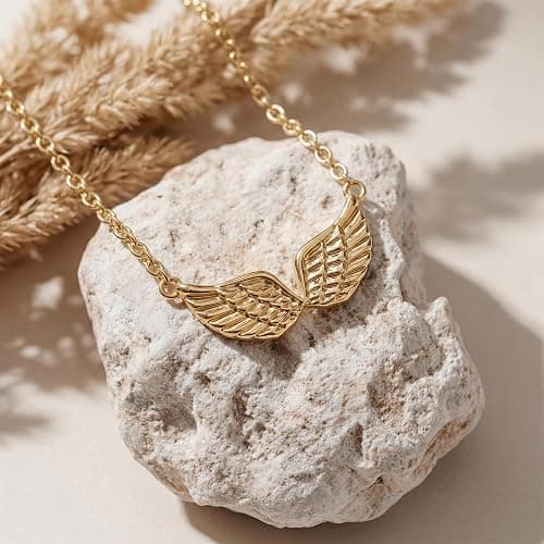 Dremmy Studios Cross Pendant Necklace for Women 14K Gold Plated Cubic Zirconia Evil Eye Butterfly Angel Wing Disc Coin Necklace Minimalist Religious Faith Jewelry Gift for Women thumbnail 8