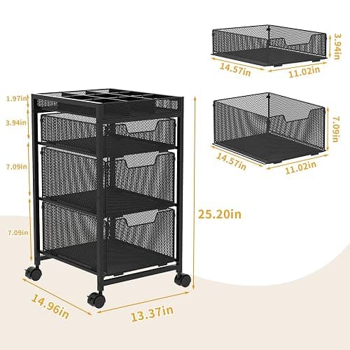 JKsmart Rolling Makeup Cart Organizer with 3 Drawers, Cosmetics Display with Dividers, Floor Skincare Storage with Wheels, Versatile Vanity Organizer for Nail Polish Perfume Brush Hair Tool, Black thumbnail 8