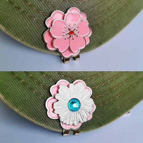Eshan Magnetic Golf Ball Markers and Novelty Hat Clip Set Flower Glove Hat Shape Clip Golf Bag Accessories Court Gift for Men Women Golfer thumbnail 5