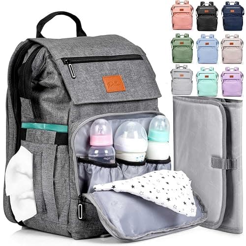 PILLANI Baby Diaper Bag Backpack - Large Bag for Boys & Girls, Waterproof Diaper Backpack - Baby Shower Gifts & Registry Must Haves - Travel Diaper Bags w/ Changing Pad - Stuff for Newborn Essentials - Image 1
