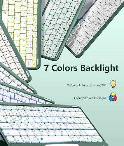Harvopu for iPad Air 13 Inch & Pro 12.9 Case with Keyboard - Multi-Touch Trackpad, 7 Colors Backlit, Detachable Keyboard Cover for iPad Pro 12.9 (6th, 5th, 4th, 3rd gen), Air 13 M4/M3/M2,Pine Green thumbnail 7