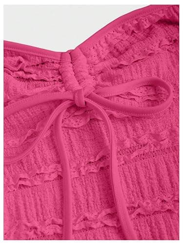 SOLY HUX Women's Peplum Halter Crop Tops Y2K Drawstring Tie Ruched Dressy Casual Spaghetti Strap Cami Top thumbnail 3