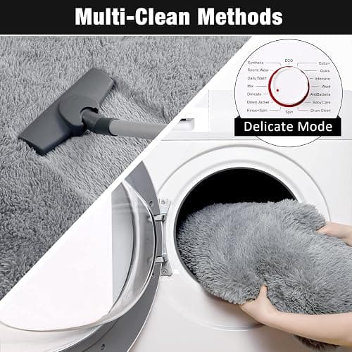 Keeko Small Bedroom Runner Rug 2x6, Grey Fluffy Bedside Rugs for Kids Room Living Room Shag Entryway Throw Rug Fuzzy Indoor Area Carpet Cute Rugs for Boy Baby Girl Room Nursery Dorm Decor thumbnail 5