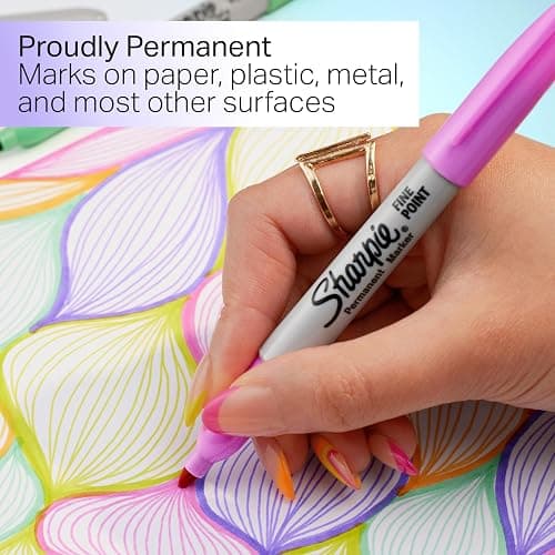 Sharpie Glam Pop Permanent Markers Fine Tip Marker Set Coloring Art Drawing Writing Markers Assorted Colors 24 Count thumbnail 3