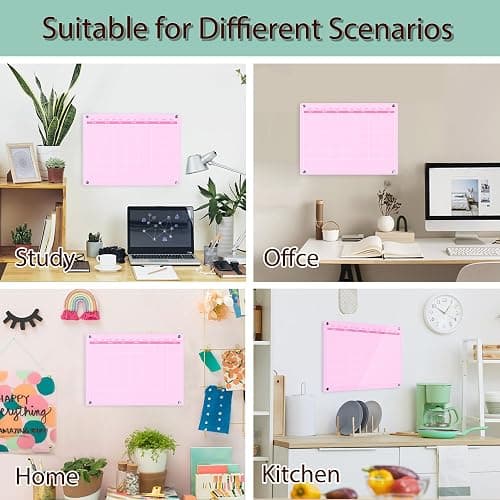 Marribol Acrylic Calendar Dry Erase Board for Wall,15.7''x11.8'',Pink Monthly Calendar Whiteboard for Home,Office, School thumbnail 7