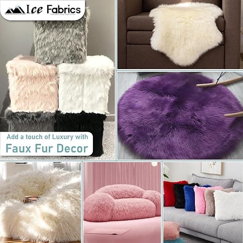 Ice Fabrics Faux Fur Fabric by The Yard - 60 Inches Wide Super Soft and Fluffy Shaggy Mohair Fur Fabric for Costumes, Apparel, Rugs, Pillows, Decorations and More - Lavender - Half Yard thumbnail 4