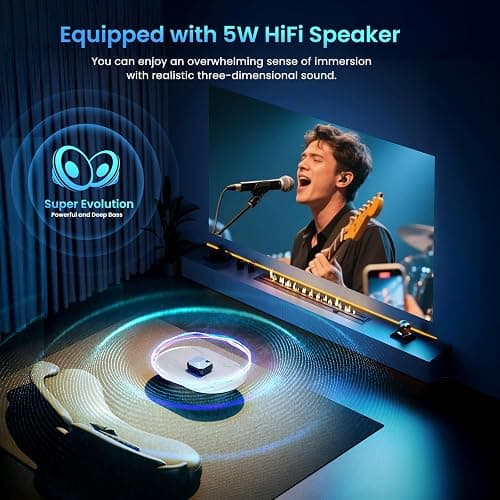 [Compatible with Netflix/High Brightness] Smart Projector with WiFi 6 and Bluetooth 5.3, 4K Outdoor Movie Projector with Prime Video/YouTube, Portable Proyector Compatible with HDMI/USB/iOS/Android thumbnail 4