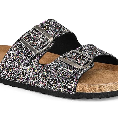 mysoft Womens Flat Sandals Cork Footbed Slides with 2 Straps | Adjustable Buckle Slip On Comfortable Casual Light Weight Summer sandals thumbnail 4