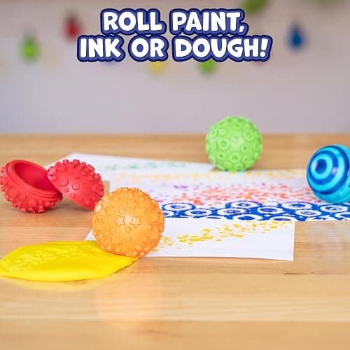 READY 2 LEARN Paint and Dough Texture Spheres, Set of 4 | Patterned Ink, Dough and Paint Stamps for Ages 2+, Mix and Match Colors and Patterns thumbnail 2