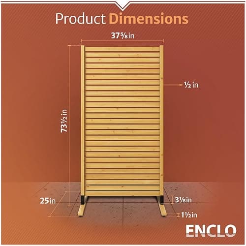 6.1ft H x 3ft W (1 Panel) Freestanding or Surface Mounted Enclo Tiaga Privacy Screen, Wood Privacy Fence Screen, Outdoor or Indoor Decorative Panel, Great for Balcony, Patio, Deck, EC18030 thumbnail 2