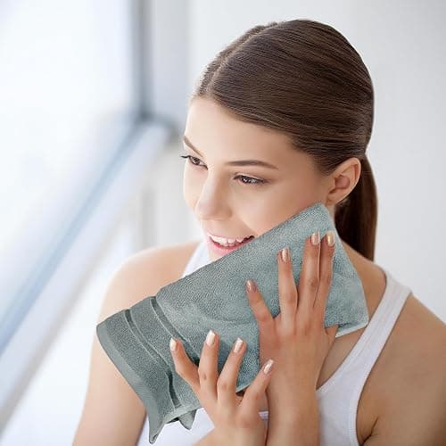 Utopia Towels 8 Piece Luxury Towel Set, 2 Bath, 2 Hand, and 4 Wash Cloths, 600 GSM Ring Spun Cotton, Highly Absorbent Viscose Stripe Towels, Ideal for Everyday use, Cool Grey thumbnail 7
