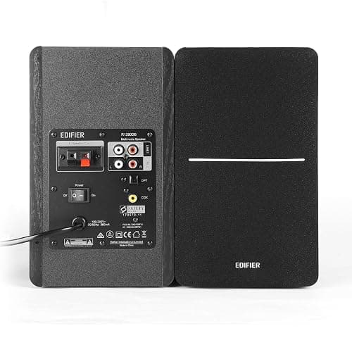 Edifier R1280DB Powered Bluetooth Bookshelf Speakers - Optical Input - Wireless Studio Monitors - 4 Inch Near Field Speaker - 42W RMS - Wood Grain (Black) thumbnail 5