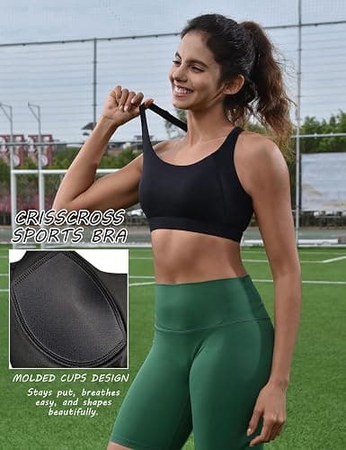 FUNMIRTH High Impact Sports Bras for Women, High Support Molded Cup Crisscross Back Workout Yoga Top thumbnail 6