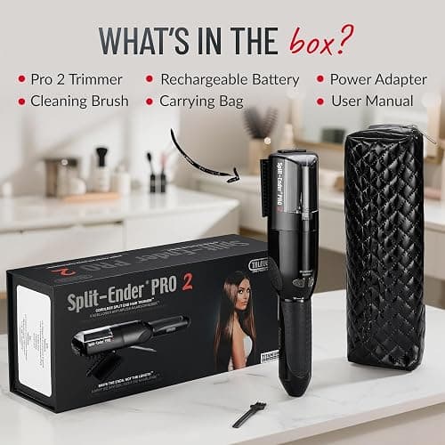 Split Ender Pro 2 Original Professional Beauty Tool Cordless Split End Hair Trimmer for Damaged, Dry, Brittle, Frizzy, Curly or Straight Hair (Black) thumbnail 9