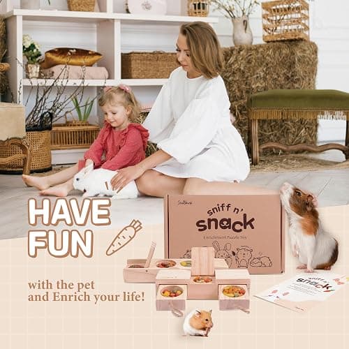SoulThink® Interactive Wooden Pet Rabbit Toys - Sniff n' Snack Bunny Chew Toys for Rabbit Treats, Suited as Guinea Pig, Hamster for Boredom, Bunny Toys for Rabbits Keep Busy (2 Sets) thumbnail 8