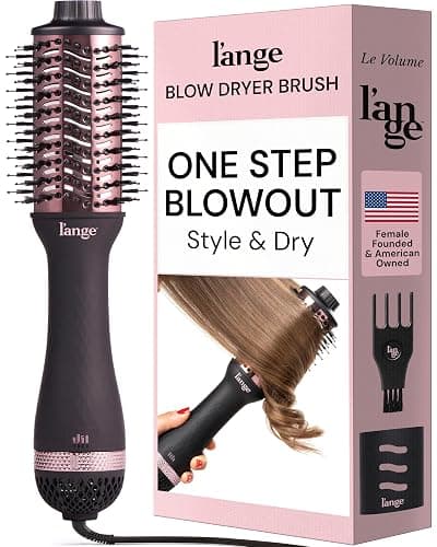 L'ANGE HAIR Le Volume 2-in-1 Titanium Blow Dryer Brush | Hot Air Brush for Hair Drying & Styling | Ionic Oval Barrel for Smooth, Frizz-Free Volume | (Black – 60mm) - Image 1