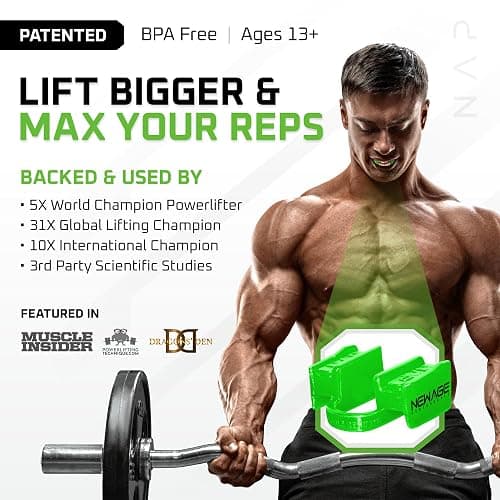 New Age Performance 6DS Weightlifting Mouthpiece, Increase Strength & Reps for Lifting, Powerlifting, Strongmen, Bodybuilding, Calisthenics, Workout Accessory, Fitness Gear (Black) thumbnail 2