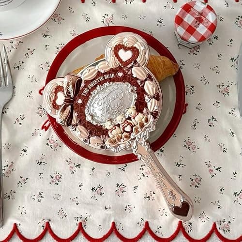 Flower Knows The Sweetie Bear Hand Mirror,Vintage Portable Handheld Mirror,Fancy & Pretty Princess Mirror with Long Handle,Gift for Girls(Carmal Brown) thumbnail 7