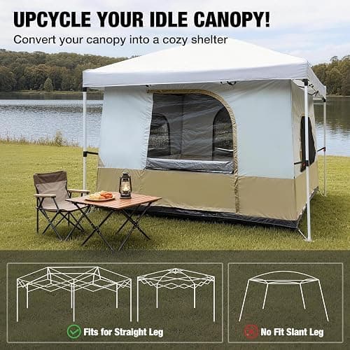 REDCAMP Canopy Camping Tent for Pop Up Canopy Tent, Inner Tent Converts Straight Leg 10'x10' or 10'x20' Canopy into Camping Tent, Fits 4-6 Person(Frame/Shelter NOT Included) thumbnail 7