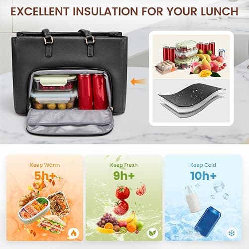 LOVEVOOK Lunch Tote Bag for Women, Laptop Bag for Work with Insulated Lunch Compartment 15.6 Inch 2 in 1 Lunch Tote Large Capacity Computer Handbag for Work, Teacher, Nurse, Office, Casual thumbnail 3