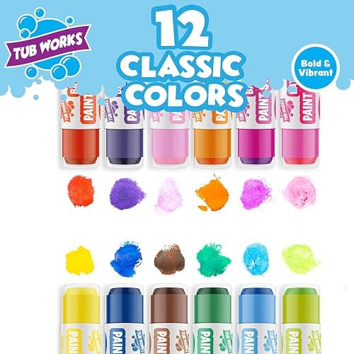 Tub Works® Bath Paint Sticks™ Bath Toy, 12 Count | Nontoxic, Washable Bathtub Paint for Kids & Toddlers | Twistable Sticks Draw Smoothly on Tub Walls | Smooth, Vibrant Alternative to Bath Crayons thumbnail 3