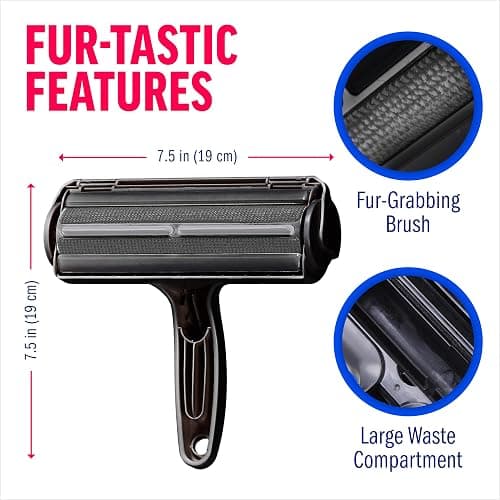 ChomChom Roller Pet Hair Remover – Original Size Reusable Lint Roller for Cat & Dog Hair on Furniture, Couch, Carpet, Car, Rugs & Bedding – Portable, Eco-Friendly (Black) thumbnail 2