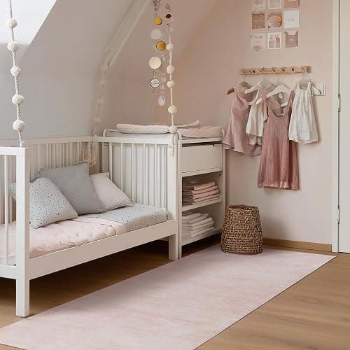 Pink Entryway Rugs, Boho Abstract Modern Cute Runner Rug for Hallway,3x8 Light Pink Ombre Low Pile Carpet for Kitchen Laundry Room Washable Non Slip Bed Side Bedroom Rug 3 x 8 thumbnail 5