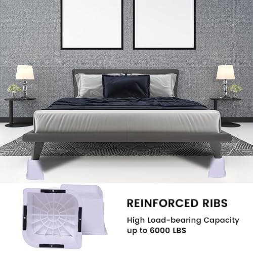 MYMULIKE Bed Risers 4 inch,6 inch, 8 inch, Oversized Furniture Risers, Support Up to 6000 Lbs, Lift 6 inch for Couch, Sofa, Table,Chair (White 4 Pack, 6 inch) thumbnail 4