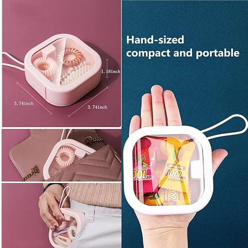 REVAXUP 2pcs Hair Tie Organizer Boxes,Small Portable Holder Can Be Stackable Or Hung On The Wall,Best for Ties Storage or Small Items on Desktop, Pink&White thumbnail 4