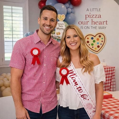 FineCheer Special Delivery Pizza Mom to Be Sash Baby Shower Dad to Be for Baby Shower Party Gender Reveals Party Favors Decorations for Boys and Girls Pregnancy Props Keepsake Gifts thumbnail 5