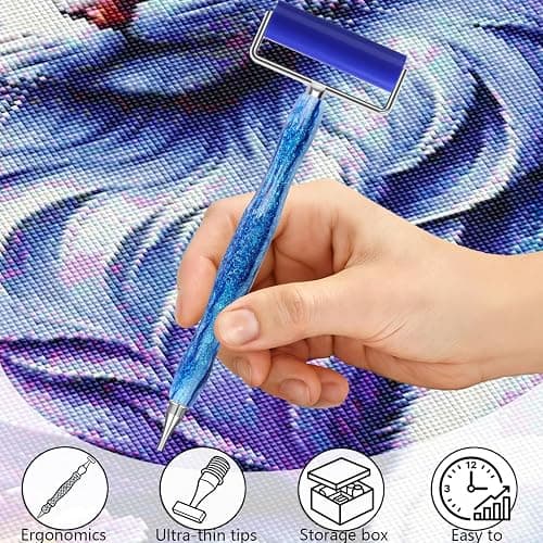 ZYNYXY 17PCS Ergonomic Diamond Art Pen Kits, with Multifunctional Metal Stainless Steel Screw Thin 1, 3, 6, 9, Tips, Correction Placers Roller Accessories(B-Green+ Purple+ Blue+ 5 PCS Tips) thumbnail 3