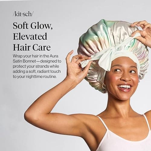 Kitsch XL Satin Bonnet for Sleeping - Aura | Softer Than Silk Bonnet For Sleeping Women - Secure Fit, Adjustable & Prevents Breakage Hair Bonnet For Sleeping thumbnail 2