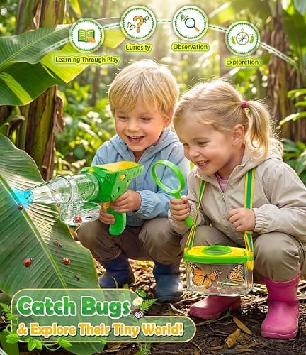 Bug Catcher for Kids 3-12, Bug Vacuum Bugs Catching Release Kit, Magnifying | Glass Bug Collector Butterfly Net Bugs Grabber Insect Catcher Tweezers, SOLIEHOO Boys Outside Explorer Toys Birthday Gift thumbnail 3