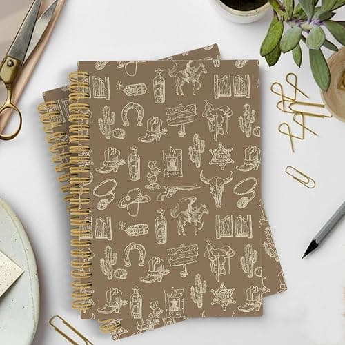 YLZlhb Western Spiral Notebook Journal, Western Cowboy Neutral Notebooks for Note Taking, Cowboy Gifts for Men, Neutral Hardcover Spiral Journal 5.5x8.3 Inches thumbnail 2