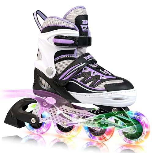 2PM SPORTS Cytia Pink Girls Adjustable Illuminating Inline Skates with Light up Wheels, Fun Flashing Beginner Roller Skates for Kids - Image 1