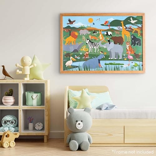 BONNYCO Giant Floor Puzzles for Kids of Jungle Animals with 48 Large Pieces. Safari Jumbo Puzzle 36.2 x 24.4 in, Gifts for Boys and Girls, Educational Kids Toys Ages 2-8 thumbnail 7