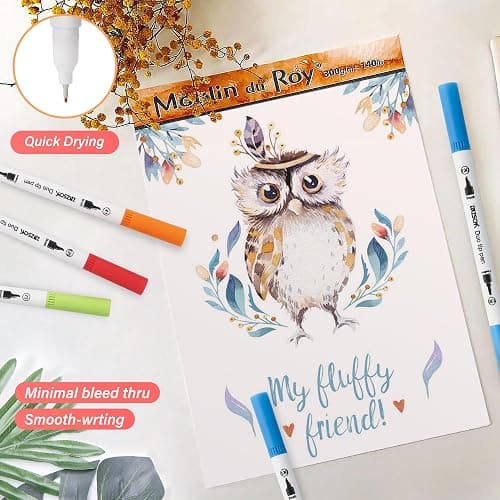 ZSCM Art Duo Tip Brush Markers Set, 60 Colors Fine Brush Tip Artist Drawing Pens Set with Coloring Book, for Adult Sketching Journal Planner School Supplies Gifts thumbnail 5
