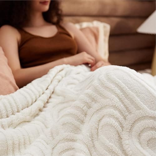 Bedsure GentleSoft Fleece Blanket Queen Size for Bed - Super Soft & Cozy, Fluffy Blankets for Women & Girls, Ideal for Sofa & Couch, Cream, 90x90 Inches thumbnail 7