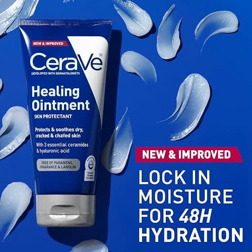 CeraVe Healing Ointment, Hydrating Skin Protectant With Petrolatum, Hyaluronic Acid & Ceramides, Face & Body Skin Barrier Repair For Cracked, Chafed, Dry Skin, Fragrance Free & Lanolin Free, 5 Oz thumbnail 6