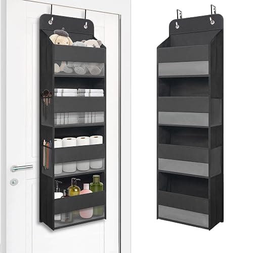 TYMENSH Over The Door Hanging Organizer with 4 Large Pockets – Closet, Bathroom, Nursery, Bedroom, Dorm Storage for Toys, Cosmetics, and Baby Essentials, Black - Image 1