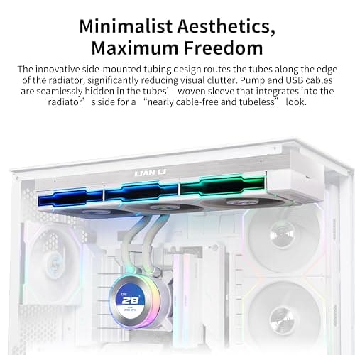 Lian Li Hydroshift II-C 360TL RGB Liquid CPU Cooler - 360mm AIO - 3X 120 RGB Fans - 2.1” IPS LCD Screen - 3 Control Mode - Flexible Tubes Clamp - LGA 1851/1700, AMD AM5/AM4 - White (HS2LCD36TW) thumbnail 6