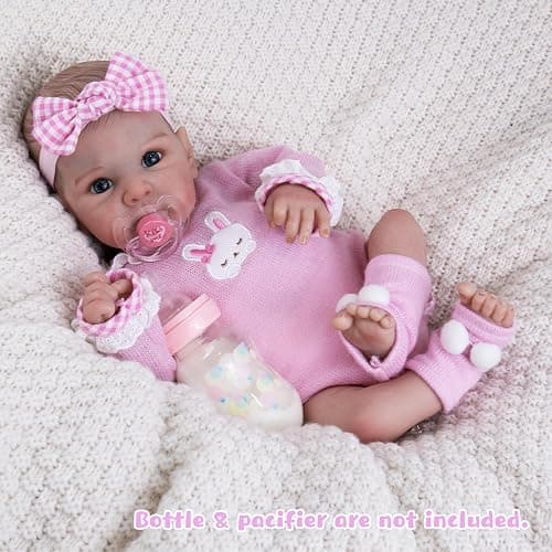 EKOKIZ Reborn Baby Dolls Clothes Girl Pink Rabbit Friends Doll Clothes 17-20 Inches Baby Alive Clothes and Accessories for Baby Girls' Clothing - Pink Bunny thumbnail 4