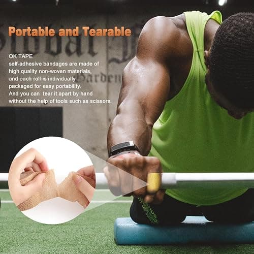 OK TAPE Self Adherent Cohesive Bandages Wrap 12Packs, 2 Inches X 5 Yards, Non-Woven Self Adhesive Athletic Sports wrap Tape, Vet Wrap Bandages Tape, for Thumb Finger Wrist Ankle (White) thumbnail 4