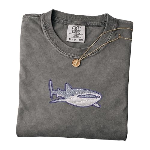 Embroidered Whale Shark Shirt, Cute Ocean Sea Life T-Shirt, Aesthetic Marine Biology Tee, Gift for Shark Lovers thumbnail 6