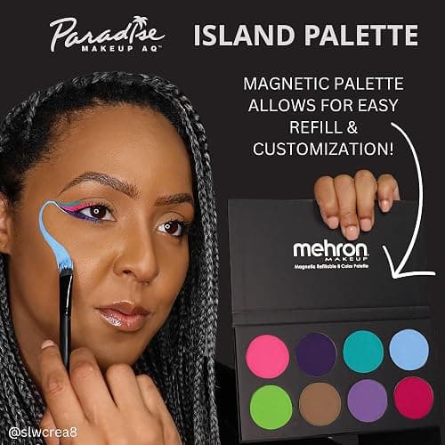 Mehron Makeup Paradise AQ - ISLAND PALETTE, Water-Activated Face Paint | 8 Color Professional Face & Body Paint Makeup for Cosplay, Theater, & Halloween. Vegan, Cruelty-Free, & Made in USA. thumbnail 5