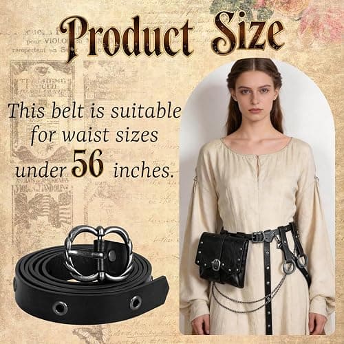 Dicxoser 4PCS Renaissance Medieval DIY Belt - Adjustable Pirate Belt with Bag & Skirt Hikes for Ren Faire, LARP & Halloween thumbnail 6